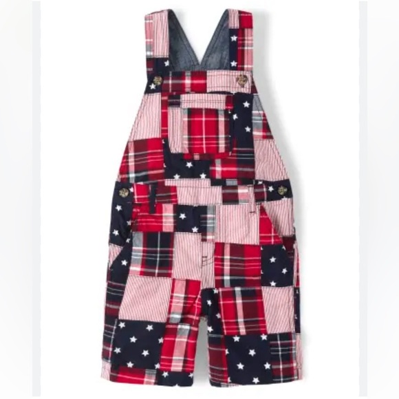 Gymboree American Cutie Madras Plaid  Overall Shorts 5T NEW - Picture 1 of 10